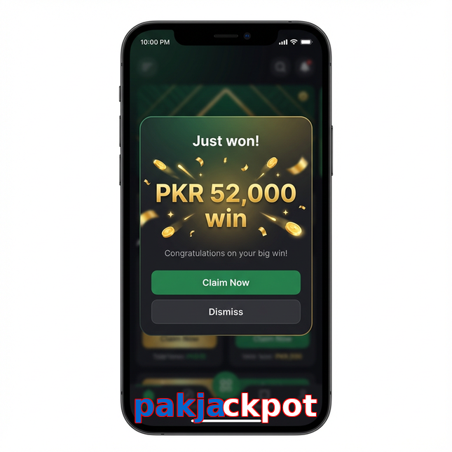 Main screen of Pakjackpot win page for PK players